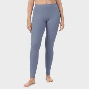 Warm Essentials by Cuddl Duds Women's Retro Ribbed High Waisted Leggings Blue L